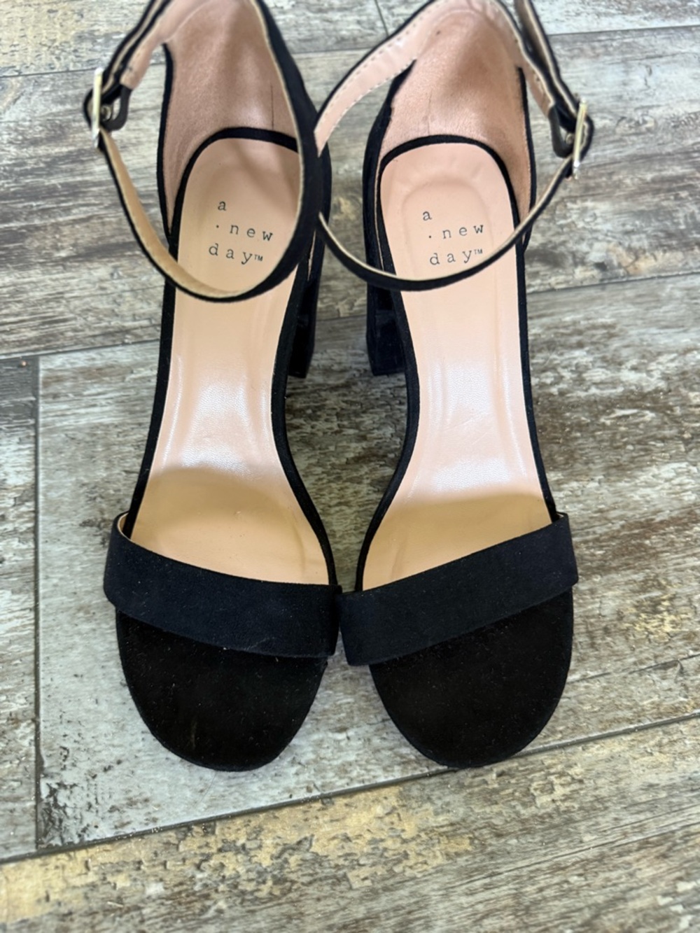 2 for $20 sale: A new day black faux suede strappy block heel sandals - 6 - Picture 2 of 7